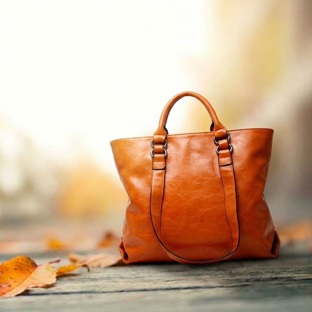 Orange Oil Wax Leather Biker Bag